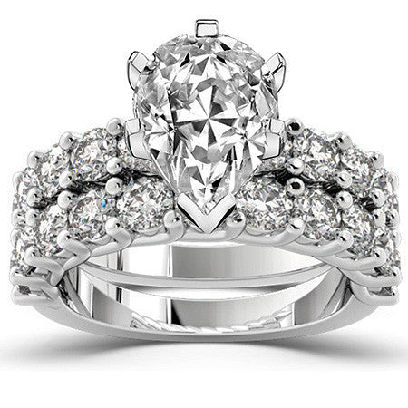 Round Brilliant Moissanite Shared Prong Trellis Semi-Eternity Ring, 1ct