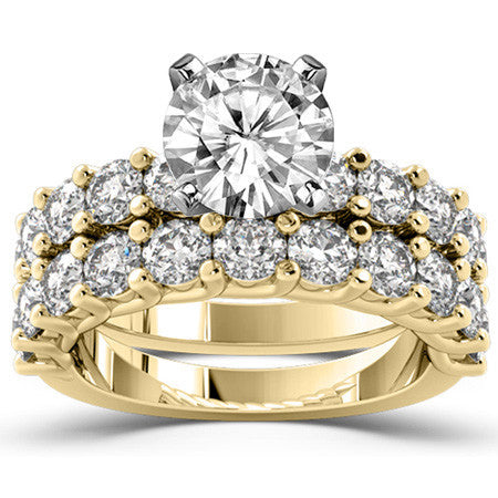 Round Brilliant Moissanite Shared Prong Trellis Semi-Eternity Ring, 1ct
