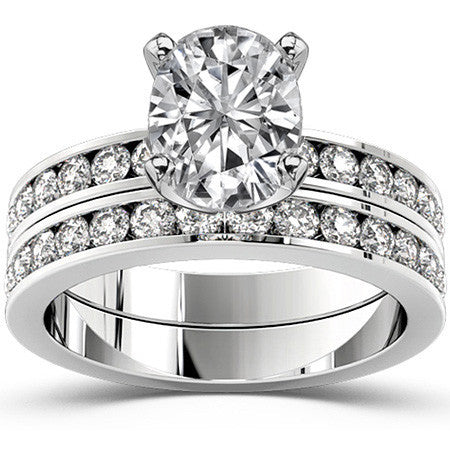 Round Brilliant Moissanite Channel Set Semi-Eternity Ring (0.42ct)