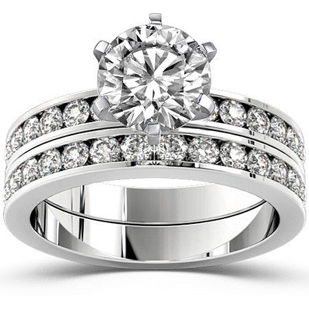 Round Brilliant Moissanite Channel Set Semi-Eternity Ring (0.42ct)
