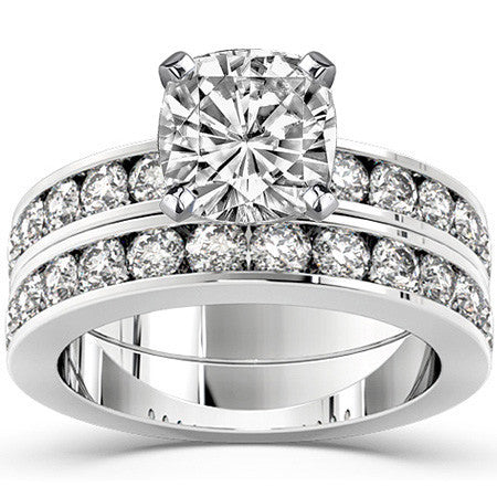 Round Brilliant Moissanite Channel Set Semi-Eternity Ring (0.72ct)