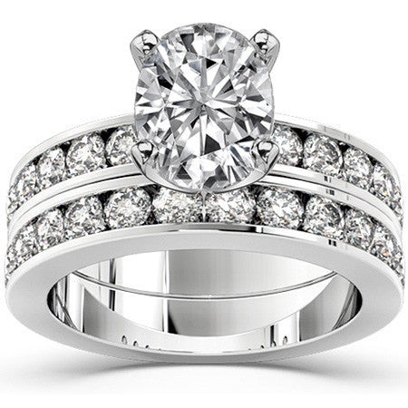 Round Brilliant Moissanite Channel Set Semi-Eternity Ring (0.72ct)