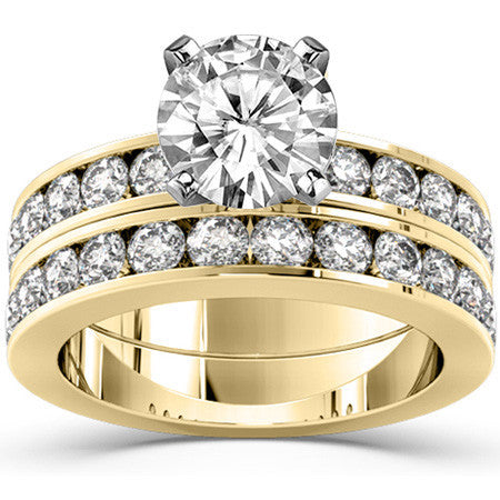 Round Brilliant Moissanite Channel Set Semi-Eternity Ring (0.72ct)