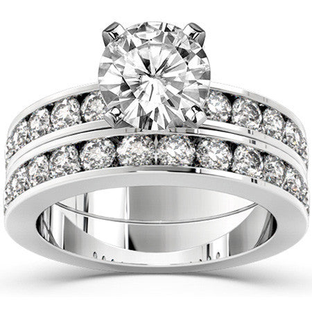Round Brilliant Moissanite Channel Set Semi-Eternity Ring (0.72ct)