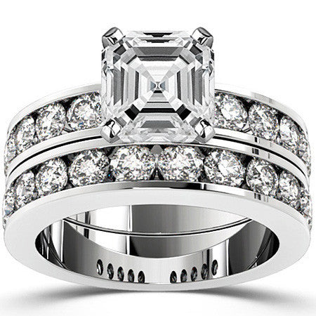 Round Brilliant Moissanite Channel Set Semi-Eternity Ring, 1ct