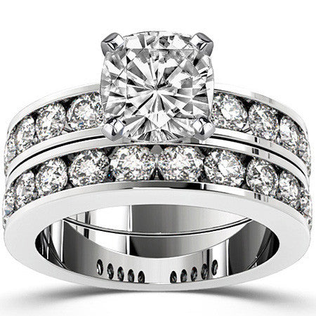 Round Brilliant Moissanite Channel Set Semi-Eternity Ring, 1ct