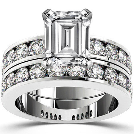 Round Brilliant Moissanite Channel Set Semi-Eternity Ring, 1ct