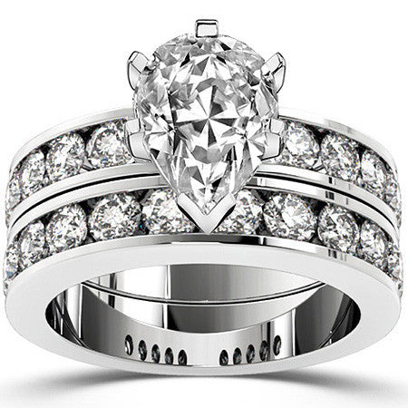 Round Brilliant Moissanite Channel Set Semi-Eternity Ring, 1ct