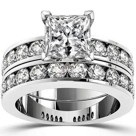 Round Brilliant Moissanite Channel Set Semi-Eternity Ring, 1ct