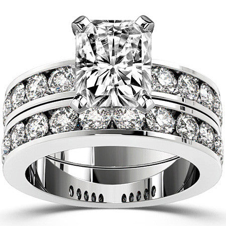 Round Brilliant Moissanite Channel Set Semi-Eternity Ring, 1ct