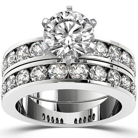 Round Brilliant Moissanite Channel Set Semi-Eternity Ring, 1ct