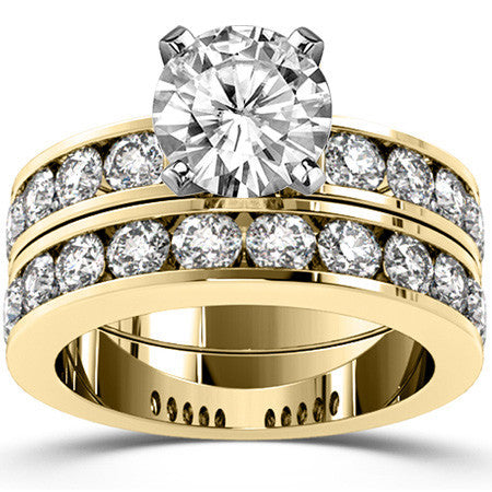 Round Brilliant Moissanite Channel Set Semi-Eternity Ring, 1ct