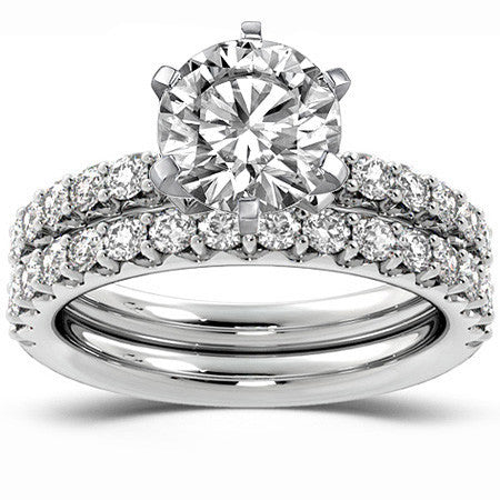 Round Brilliant Moissanite Shared-Prong Semi-Eternity Ring (0.42ct)