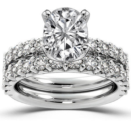 Round Brilliant Moissanite Shared-Prong Semi-Eternity Ring (0.72ct)
