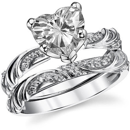 Round Brilliant Moissanite Floral Accent Engagement Ring