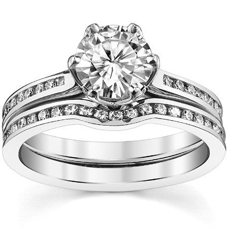 Round Brilliant Moissanite Channel Set Engagement Ring With Woven Style Basket