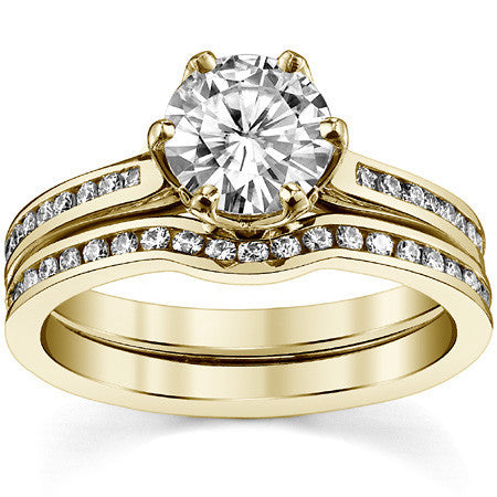 Round Brilliant Moissanite Channel Set Engagement Ring With Woven Style Basket