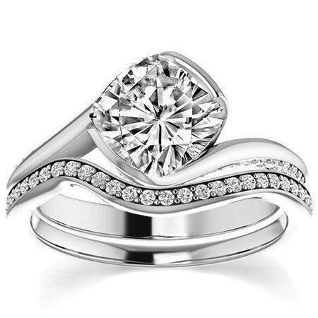Cushion Semi-Bezel Bypass Moissanite Engagement Ring
