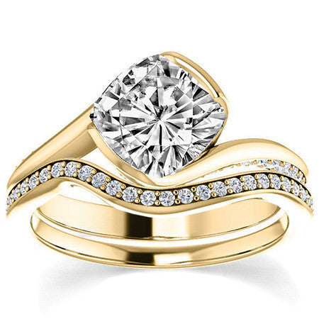 Cushion Semi-Bezel Bypass Moissanite Engagement Ring