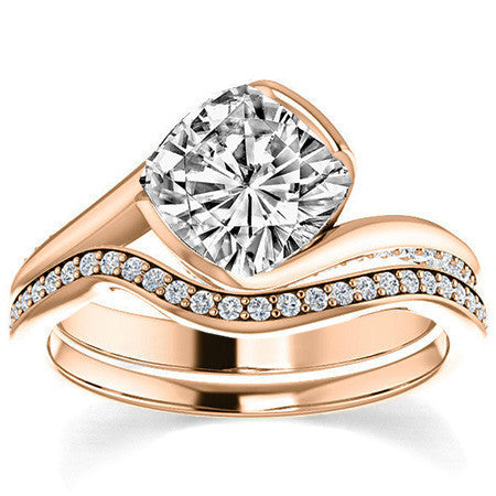 Cushion Semi-Bezel Bypass Moissanite Engagement Ring