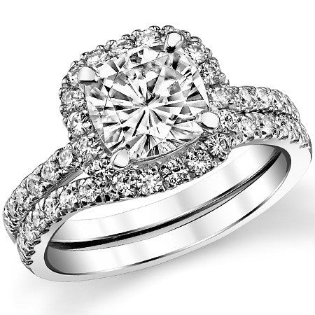 Classic Cushion Halo Moissanite Engagement Ring