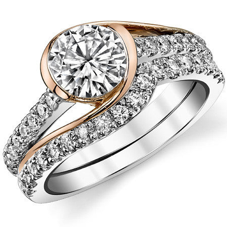 Modern Style Round Bypass Moissanite Engagement Ring