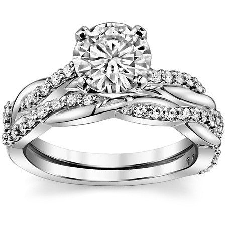 Round Brilliant Moissanite Twisted Engagement Ring Setting