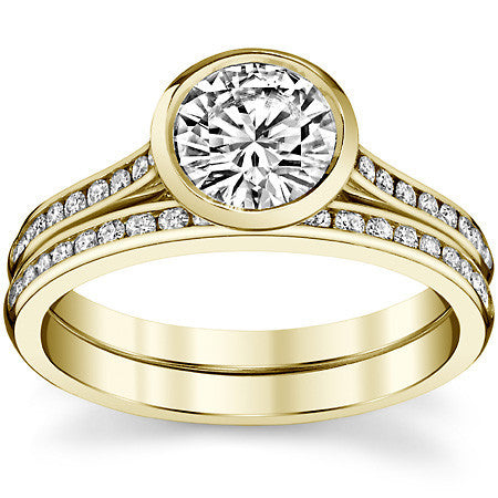 Round Petite Channel Bezel Moissanite Engagement Ring