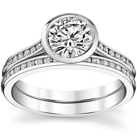 Round Petite Channel Bezel Moissanite Engagement Ring