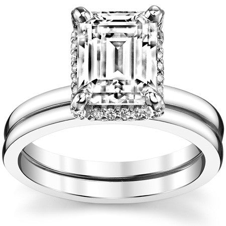 Emerald / Radiant Moissanite Engagement Ring