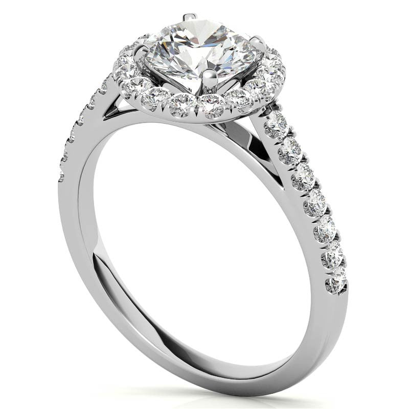 Round Halo Moissanite Engagement Ring