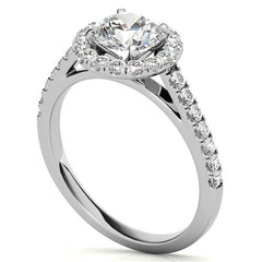 Round Halo Moissanite Engagement Ring