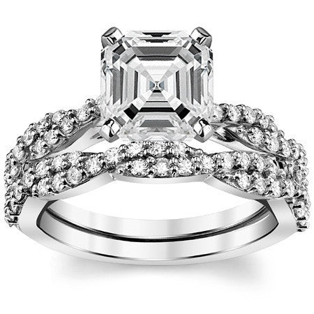 Round Brilliant Moissanite Twisted Infinity Engagement Ring, 0.30ct