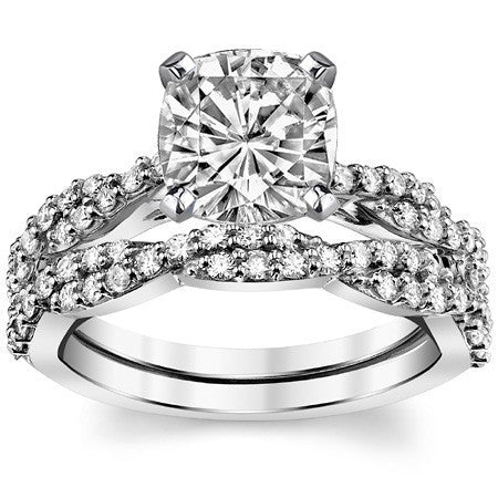 Round Brilliant Moissanite Twisted Infinity Engagement Ring, 0.30ct