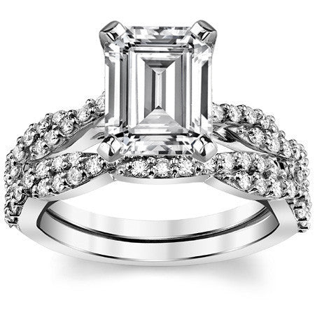 Round Brilliant Moissanite Twisted Infinity Engagement Ring, 0.30ct