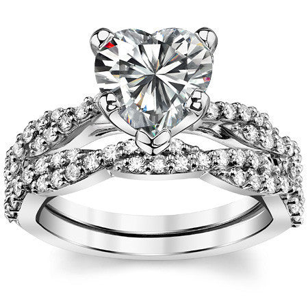 Round Brilliant Moissanite Twisted Infinity Engagement Ring, 0.30ct