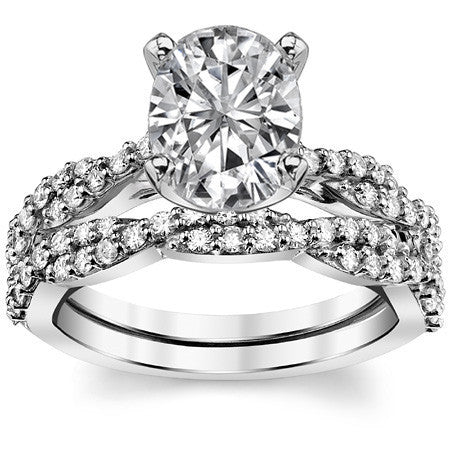 Round Brilliant Moissanite Twisted Infinity Engagement Ring, 0.30ct