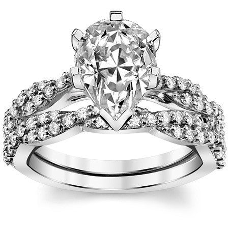 Round Brilliant Moissanite Twisted Infinity Engagement Ring, 0.30ct