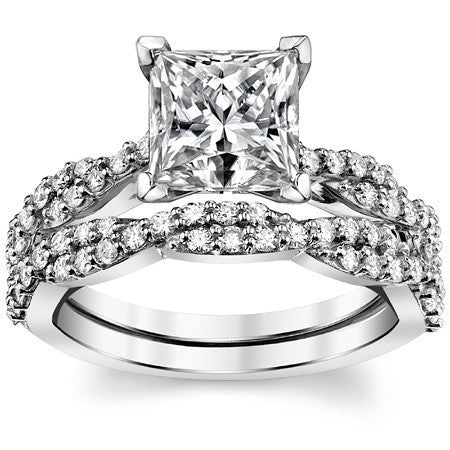 Round Brilliant Moissanite Twisted Infinity Engagement Ring, 0.30ct