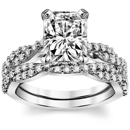 Round Brilliant Moissanite Twisted Infinity Engagement Ring, 0.30ct