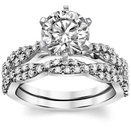 Round Brilliant Moissanite Twisted Infinity Engagement Ring, 0.30ct