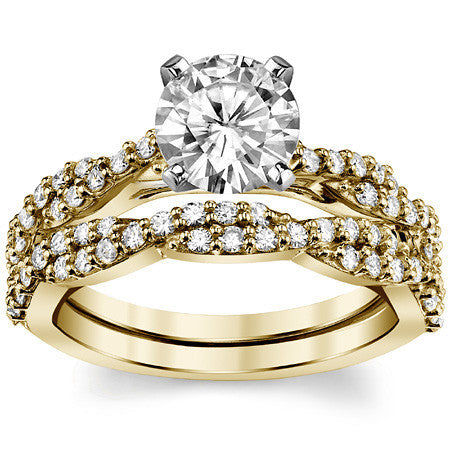 Round Brilliant Moissanite Twisted Infinity Engagement Ring, 0.30ct