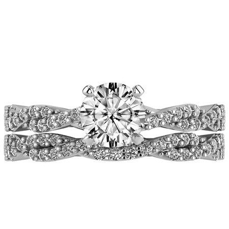 Round Brilliant Moissanite Twisted Infinity Engagement Ring, 0.30ct