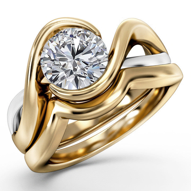 Round Moissanite Split Shank Bypass Ring