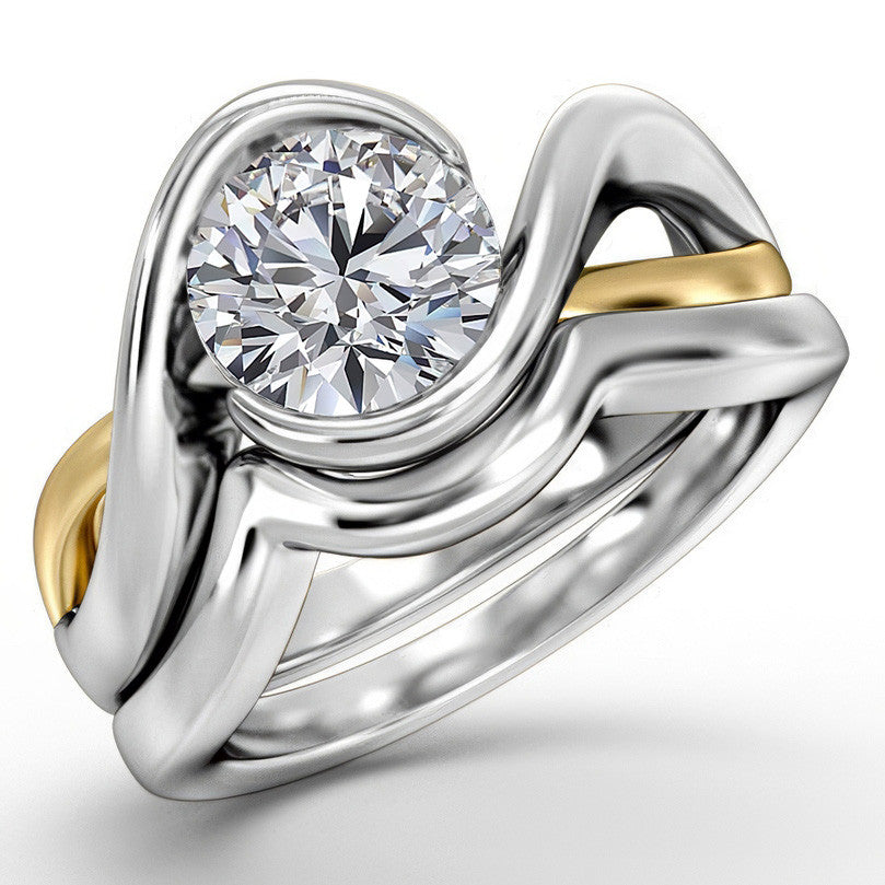Round Moissanite Split Shank Bypass Ring