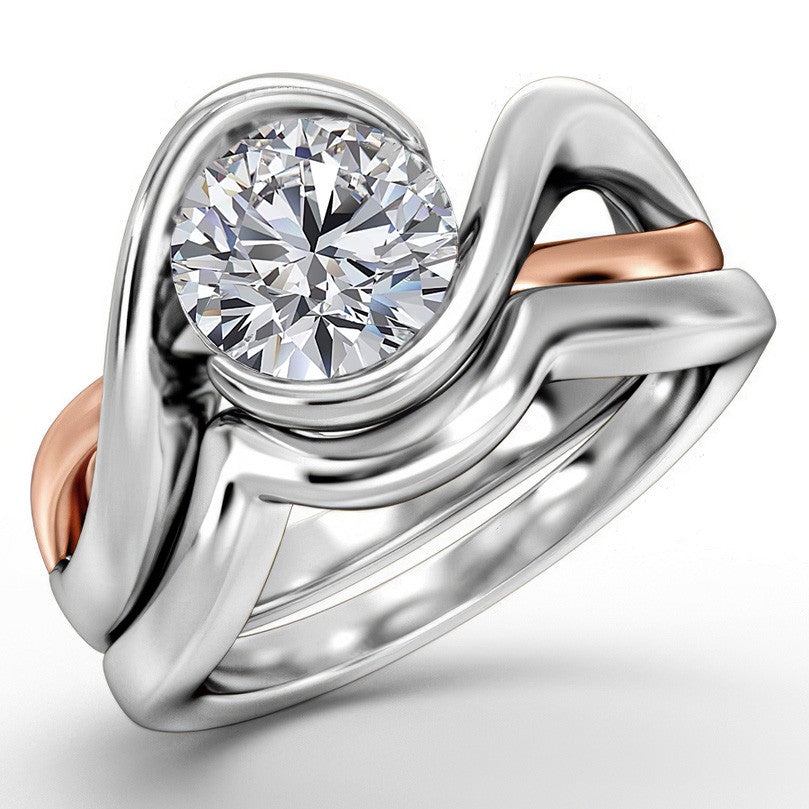 Round Moissanite Split Shank Bypass Ring