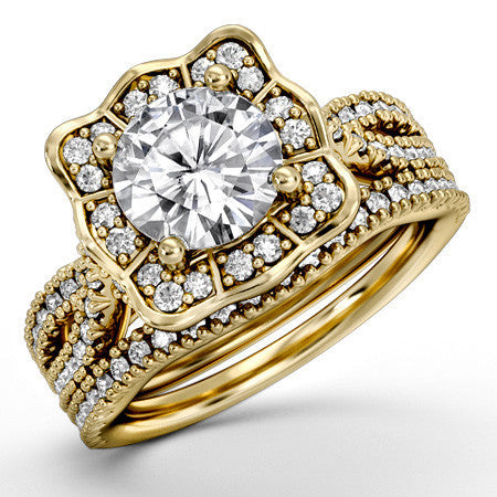 Floral-Inspired Moissanite Halo Engagement Ring