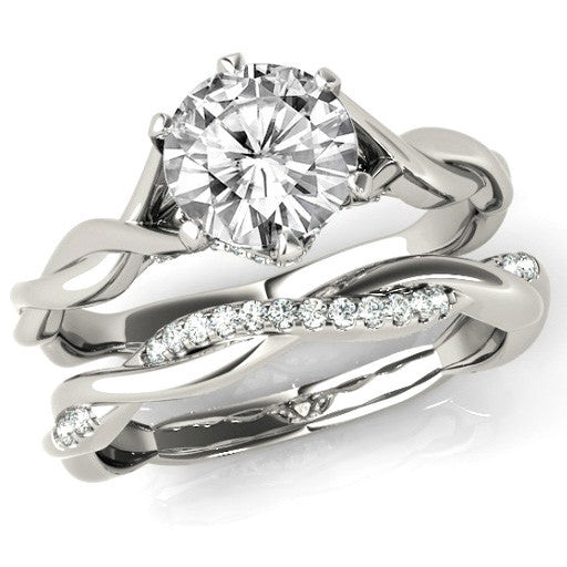 Round Brilliant Moissanite 6 Prong Twisted Engagement Ring