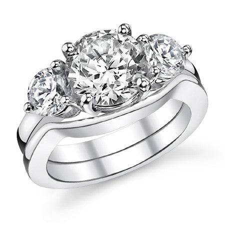 9mm/6mm Round Brilliant Moissanite 3-Stone Ring (4.5ct)