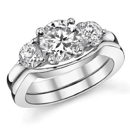 7.5mm/4.5mm Round Brilliant Moissanite 3-Stone Ring (2.2ct)